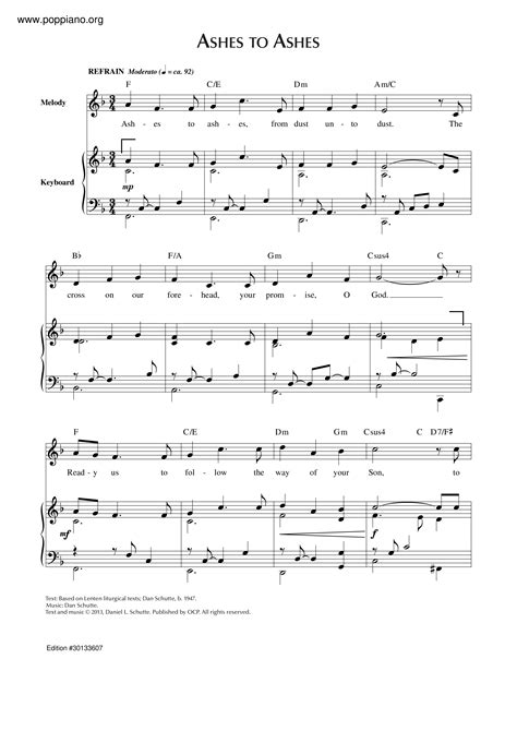 Free Sheet Music Standing In The Ashes Verse